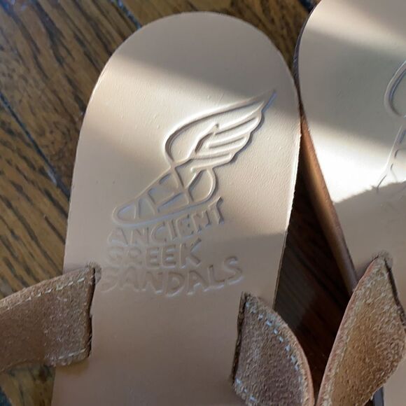 Ancient Greek wood wedge leather sandals size 5.5 - Picture 5 of 8